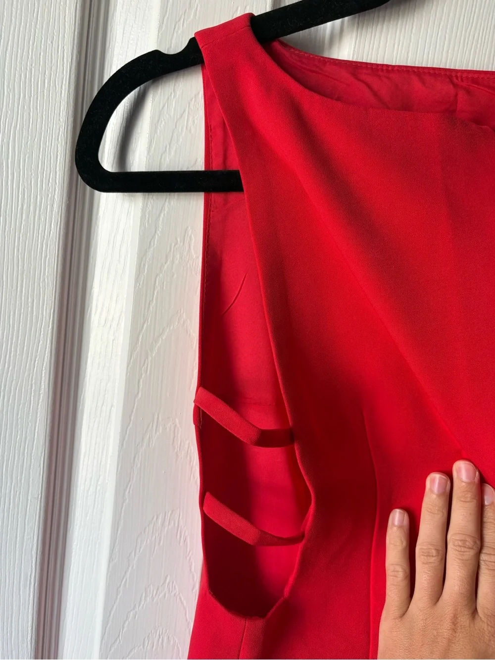 Sleeveless Red Shift Dress with side cutouts - Classic Women's Party Dress